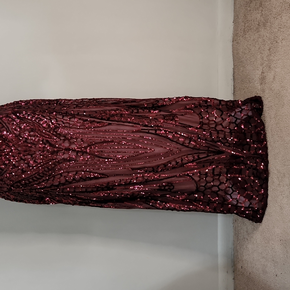 NW Nightway Sequined High Neck Backless Prom Dress - Picture 7 of 15